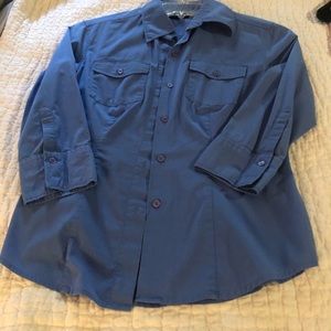 New York & Company Stretch 3/4 Sleeve Button Up Shirt-Size Small